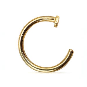 Anneau de nez en or massif 14 carats Calibre 18, calibre 20 et 16 g Piercing pour le nez de type C - Bijoux de nez en or