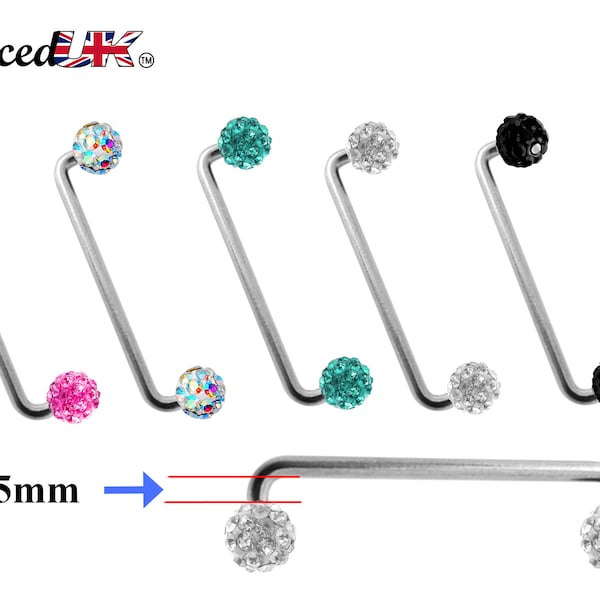 Dermal Piercing, Staple Barbell - Surface Barbell with Disco Ball Top Gem Multi Crystal