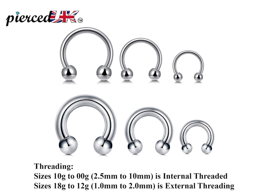 Horseshoe Nose Ring, Circular Barbell Piercing Horseshoe Septum 00G, 0G