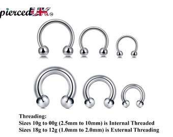 Titanium Horseshoe PA Ring, Prince Albert Jewelry Circular Barbell CBB Body Piercing For Male Genitals And Nose Septum 12G To 00G- British Standard Certified By Sheffield Assay Office, 0G (8.0mm) X