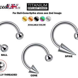 Titanium Spike Lip Ring, Lip Hugger Ball/Cone/Spike Septum Piercing, Helix Earring, Cartilage, Nose Piercing Ring - 18G 16G 14G