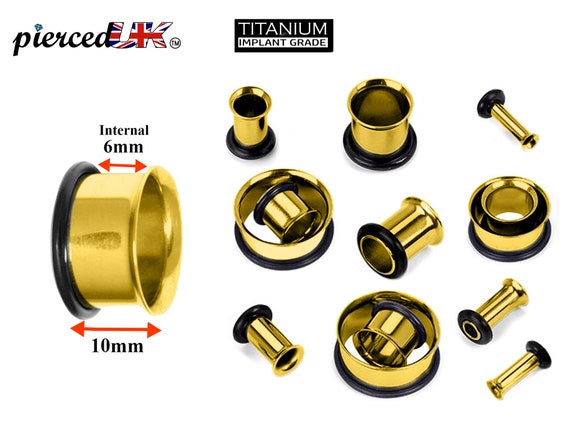 Gold Plated Plugs Single Flare Tunnels Titanium Plugs Earrings