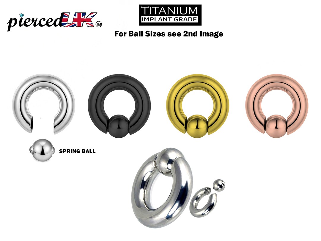 Titanium Big Gauge Captive Bead Ring With Spring Ball and Closure Ball