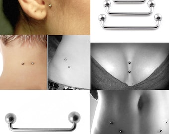 Surgical Steel Staple Barbell: Surface Piercing Jewelry