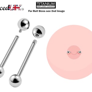 Titanium Nipple Barbell, Internal Barbell / External Threaded 16g 14g Barbell Studs Body Piercing Also for Tongue Bar, Industrial Piercing