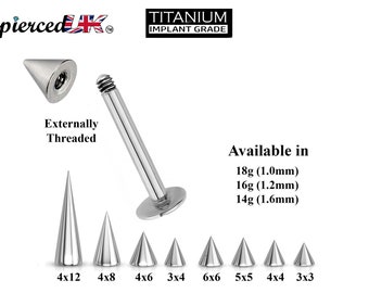 Titanium Spike Labret, Labret Lippenpiercing – Labret Cone / Spike Piercing erhältlich 18g 14g bis 16g Labret Ohrstecker für Lippe und Kinn.