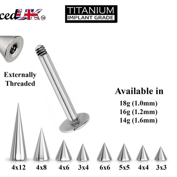 Titanium Spike Labret, Labret Lip Piercing – Labret Cone / Spike Piercing available 18g 14g to 16g Labret Stud for Lip and Chin.