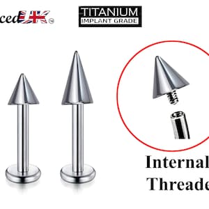 Titanium Spike Labret, Labret Lip Piercing – 16G 14G Labret Cone / Spike Piercing Internally Threaded