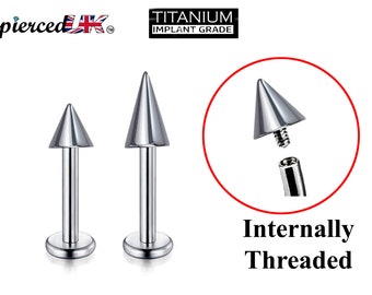 Titanium Spike Labret, Labret Lip Piercing – 16G 14G Labret Cone / Spike Piercing Internally Threaded