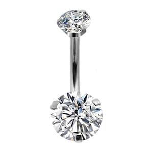 Titan Bauchnabel Piercing , Bauchnabel Ringe - Prong Set AAA + CZ Kristalle - Innengefädelt Top Gem Bauchnabel Piercing - 14g (1.6 mm) 10 mm -