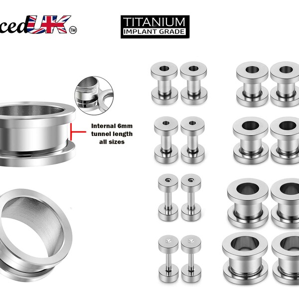 Lobal Domination Pair Steel Or Gold Elephant Blue Gem Top Screw Fit Tunnels Gauges Plugs - 6mm, 316L Surgical Steel