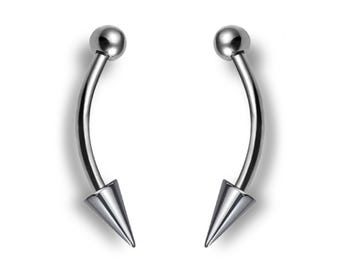 Piercing de titanio con forma de colmillo de ángel (16 g): piercing para labio y cuerpo (2 unidades)