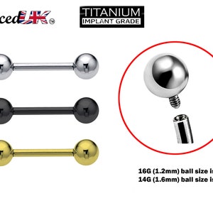 Titanium Internal Barbell Piercing, Tongue Rings, Tongue Bar - 16G 14G Body Jewelry Straight Barbell Piercing