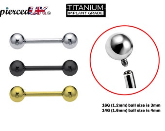 Titanium Internal Barbell Piercing, Tongue Rings, Tongue Bar - 16G 14G Body Jewelry Straight Barbell Piercing