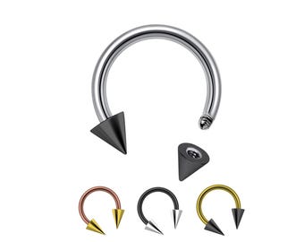 Titanium Cone Spike Horseshoe Barbell: 16G 14G Septum Ring