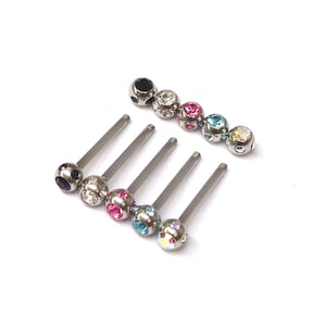 Titan Obere Nase Brücke Piercing, Barbell Ohrstecker 18g, 16g, 14g Körper Piercing Barbell mit Multi Stein Kugel CZ Kristalle (Kopie)