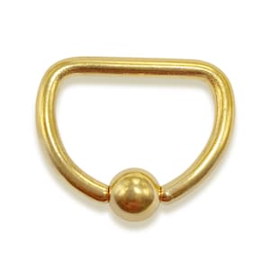 Solid Gold Captive Bead D-Ring in 10K, 14K Body piercing for Nipple Jewellery - Custom Made Delivery 1-4 weeks