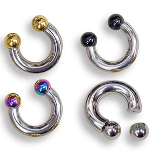 Prince Albert Jewelry PA Rings Circular Horseshoe Barbell Piercing with Custom Balls - Body Jewellery 16ga to 00ga - Large Size