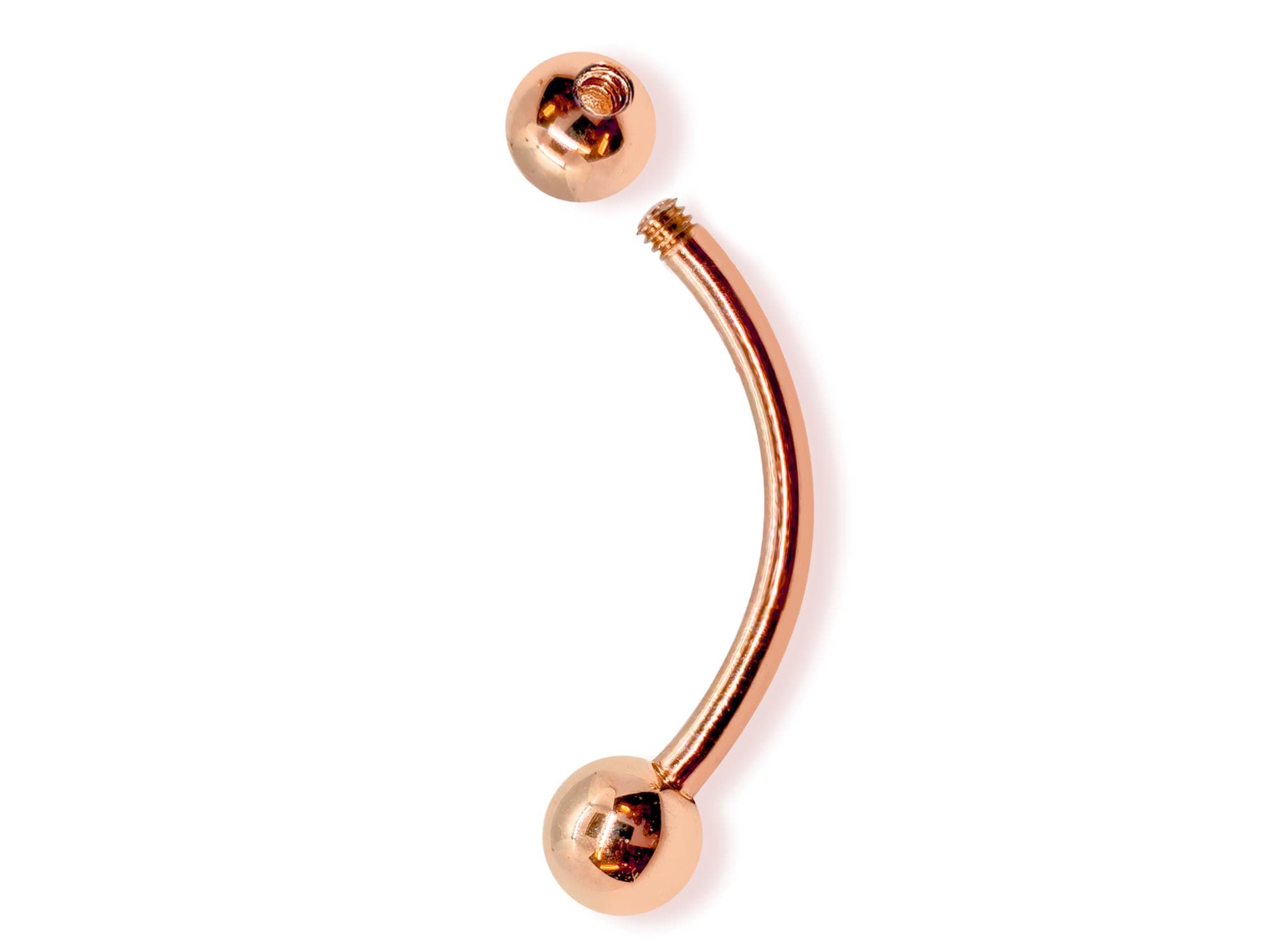 14K Rose Gold Curved Barbell: 16G Vertical Labret Piercing