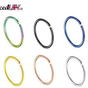 Nose Ring Hoop, Huggie Earrings , Hoop Earrings - Nose Piercing 20g, 18g - Small Hoop Piercing for Nose and Ear, Helix, Cartilage, Tragus.