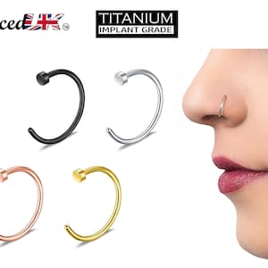 Aro nasal de titanio: anillo nasal hipoalergénico, 20 g-14 g
