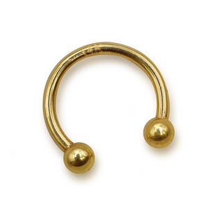 14K Gold Horseshoe barbell Septum Ring, Septum Jewellery Nose Ring - Body Piercing Helix Ring, Lip Hugger