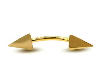 14K Gold Spike Pyramid Barbell: 16G Eyebrow Cartilage Piercing