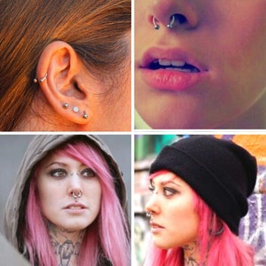 Hufeisen Barbell, Septum Ring, Nasenring, 00G, 0G, 1G, 2G, 4G, 6G, 8G, 10G, 12G, 14G 16G, 18G Größen 6mm bis 19mm Bild 5