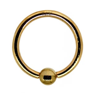 14K Gold Captive Bead Hoops, Piercing Ball Closure Ring (BCR)  for Septum, Eyebrow, Nipple, Lip, Nose Jewellery
