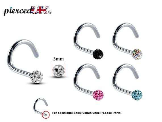 Stud Per Piercing Naso 18G - 8 Pezzi Acciaio Inox Con CZ, Cuore, Argento E Oro - Foto 5