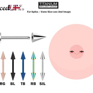 Titanium Cone / Spike Nipple Barbell, External Threaded 16g 14g Barbell Studs Body Piercing Also for Eyebrow, Earring, Cartilage