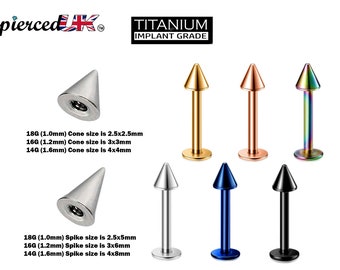 Titanium Spike Labret, Labret Stud – Labret Cone / Spike Piercing available in many Colours – 18g, 16g, 14g Labret Piercing for Lip.