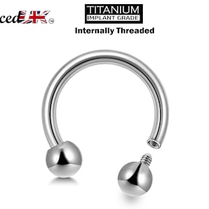 Titanium Horseshoe Barbell, Septum Ring - 16G to 00G Internally Threading Septum Jewelry - Body Piercing Nose Piercing, Helix, PA ring