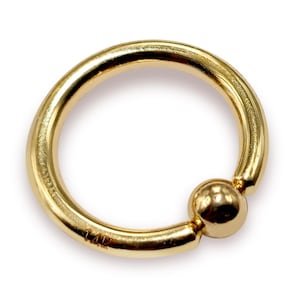 Solid Gold Captive Bead Ring BCR/CBR in 10K, 14K Body piercing for Septum Nose Jewellery - Custom Made Delivery 1-4 weeks