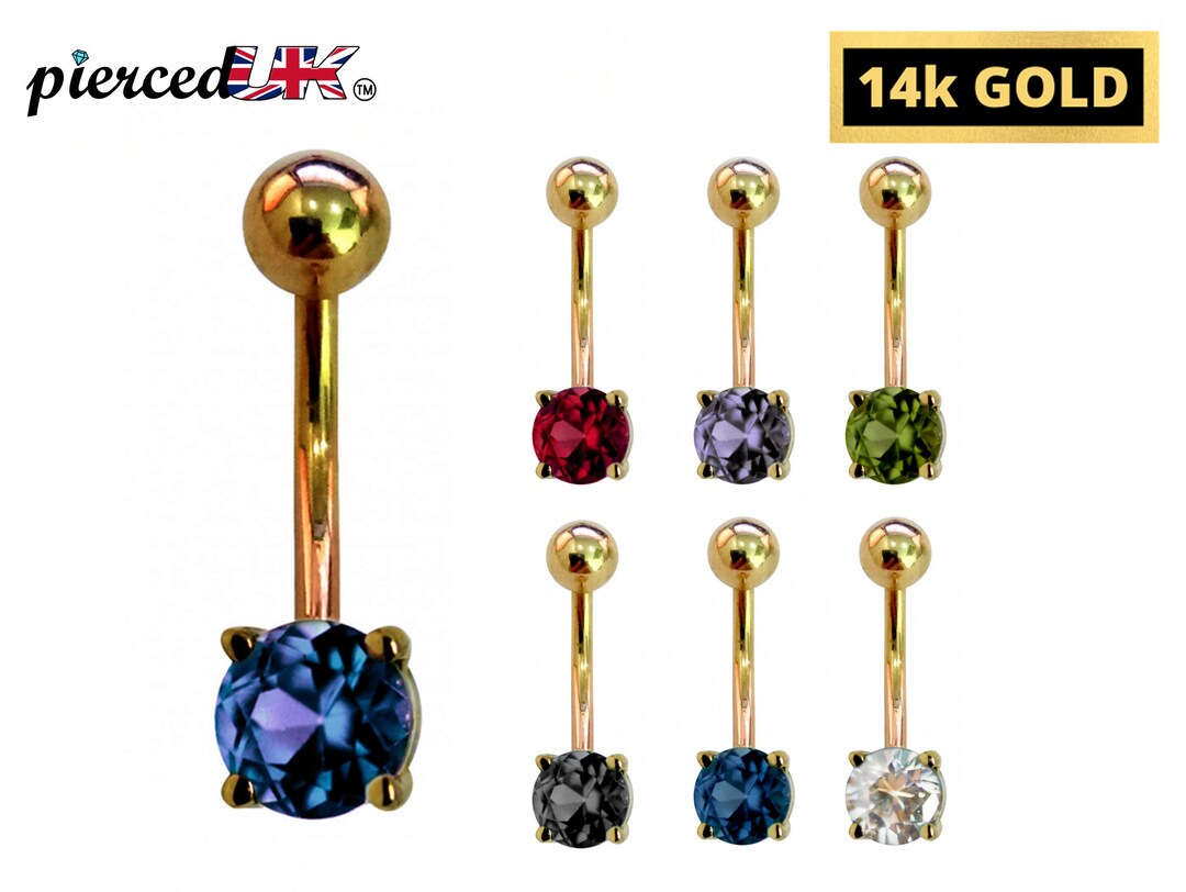 Solid 14K Gold Belly Bars Elegant 14K Gold Belly Button Etsy UK