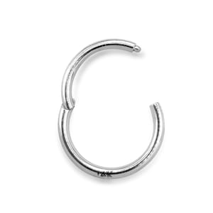14K White Gold Septum Hinged Ring, Clicker Hoops, Ear, Nose and Lip Jewelry Piercing - Body Jewellery 18g, 16g