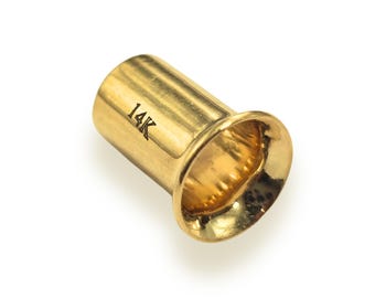 Single Flared Plugs - 14K Solid Gold - Ear Tunnel Stretcher Plug, Single Flare Eyelet - Expander Body Piercing - Flat Surface no Grooves