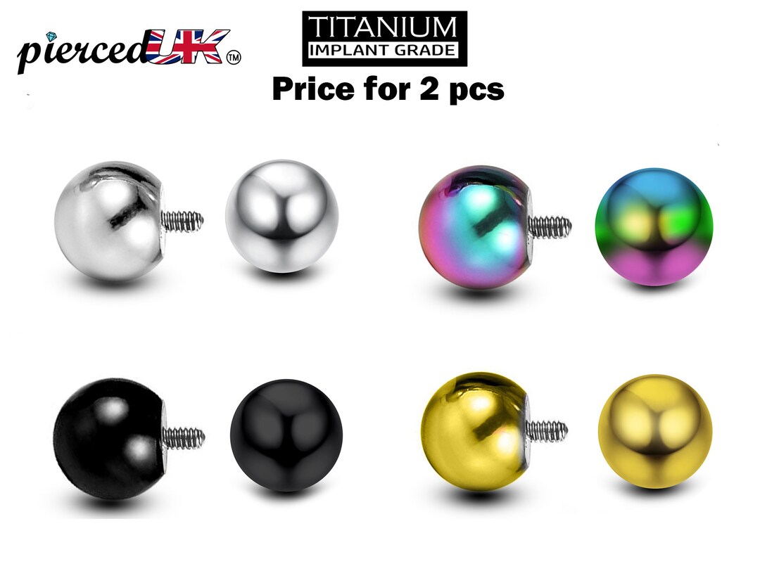 Internal Ball Replacement Piercing Parts, Loose Ball 2 Pieces Screw Ball Attachment for Barbell