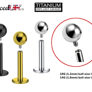 Titanium Internal Labret Stud Piercing, Lip Piercing - 16G 14G Body Piercing Tragus Earring, Flat Back Lip Jewellery