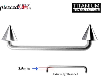 Piercing de titanio con punta: barra de grapas, barra dérmica (16 g/14 g)