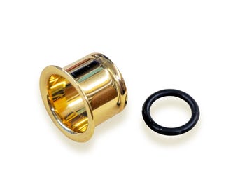 Single Flared Plugs - 14K Gold - Ear Tunnel Stretcher Plug, Single Flare Eyelet - Expander Body Piercing - 1pc each order