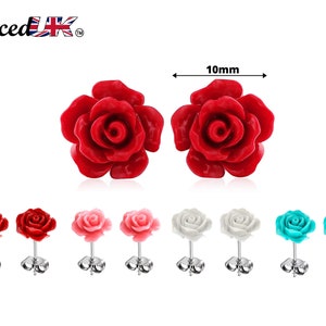 Rose Stud Earrings - Lovely Rose design and Look Really Pretty - Resin Rose Flower Earrings for all Occasions