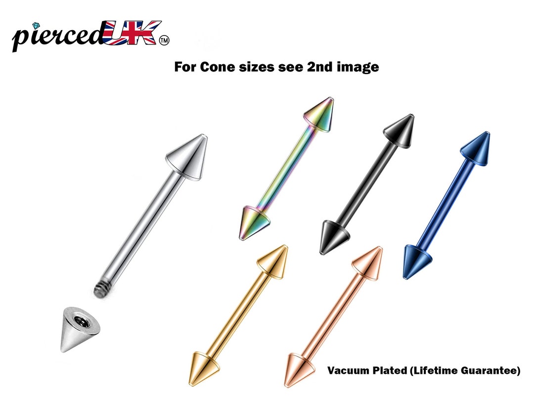 Cone End Industrial Barbell Piercing: Chirurgenstahl Straight Barbell ...