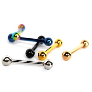 Tongue Barbell Piercing Jewelry, 14G Straight Tongue Bar Barbell Studs size 14mm to 18mm - you get 1pc each order