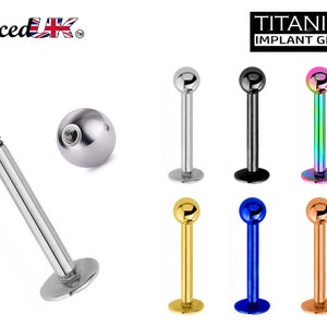 Titanium Labret Piercing, Labret Stud – Flatback Lip Labret in many Colours Labret Jewelry – 18g, 16g, 14g Labret Piercing for Lip and Ears.