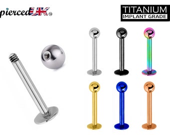 Titanium Labret Piercing, Labret Stud – Flatback Lip Labret in many Colours Labret Jewelry – 18g, 16g, 14g Labret Piercing for Lip and Ears.