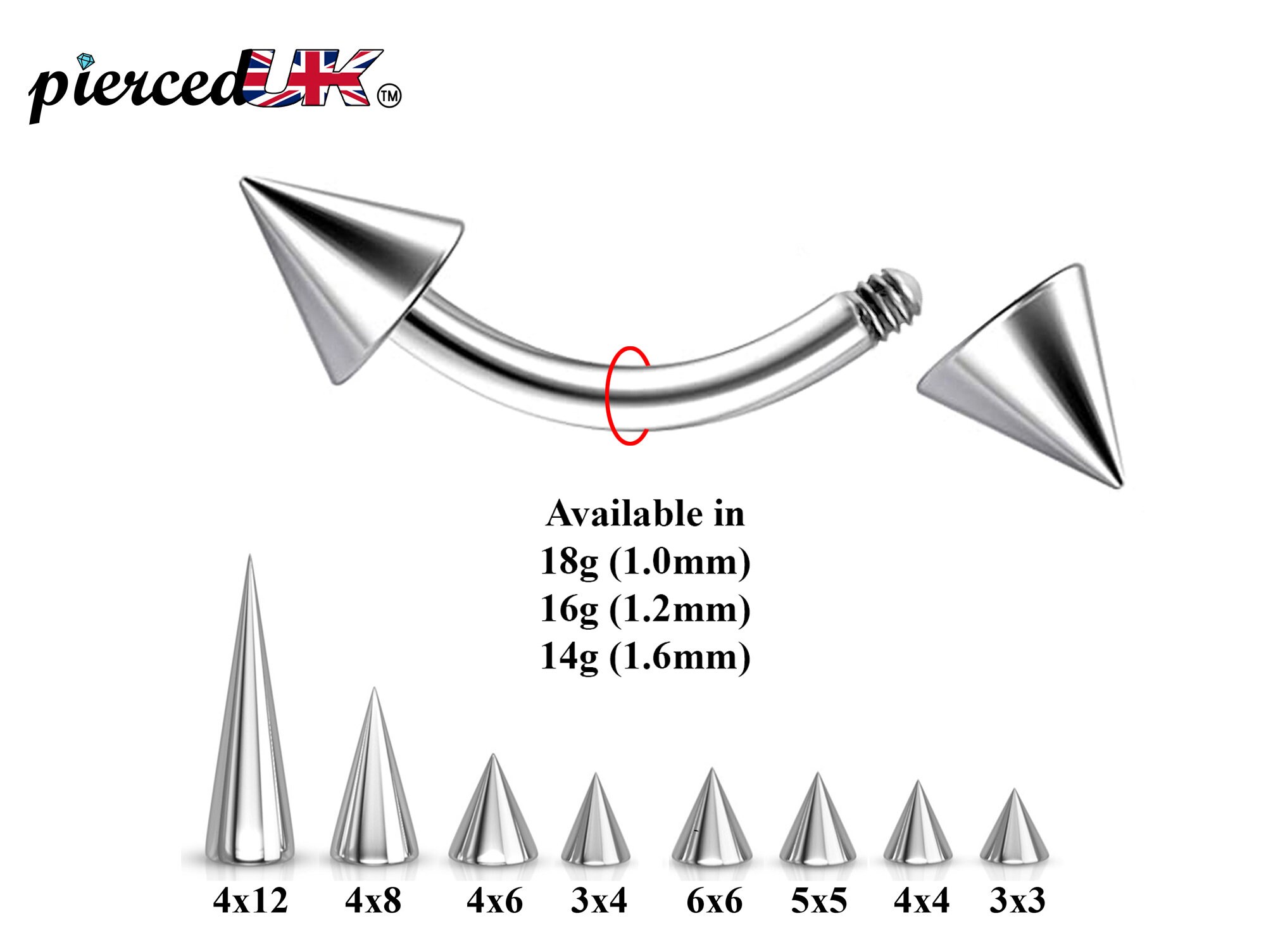 16g Anodized Over Stainless Steel Spike Curved Barbell Eyebrow Ring 5/16 (Gold 16g Anodized Over Stainless Steel Spike Curved Barbell Eyebrow Ring 5/16 (Gold