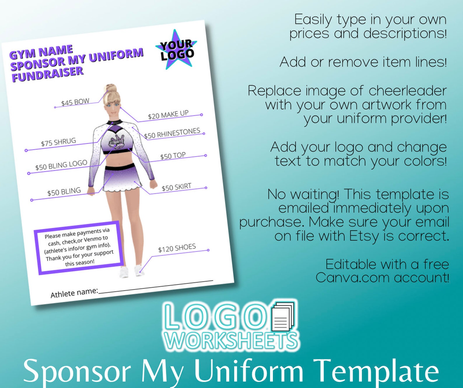Sponsor My Uniform Template Etsy Sponsor My Uniform Template Etsy