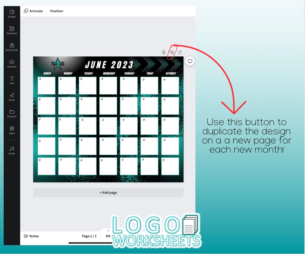 Gym Calendar Template - Etsy