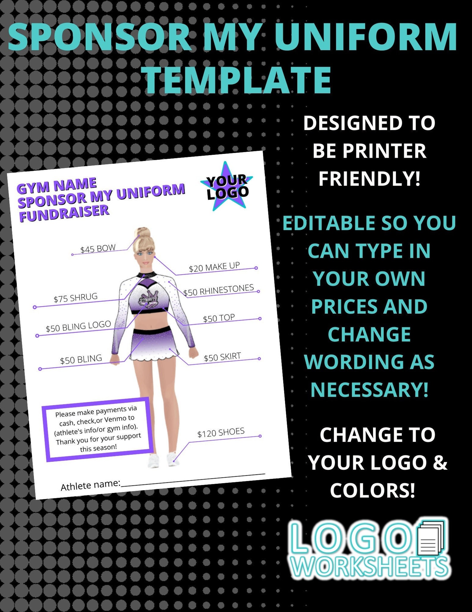 Sponsor My Uniform Template Etsy Sponsor My Uniform Template Etsy